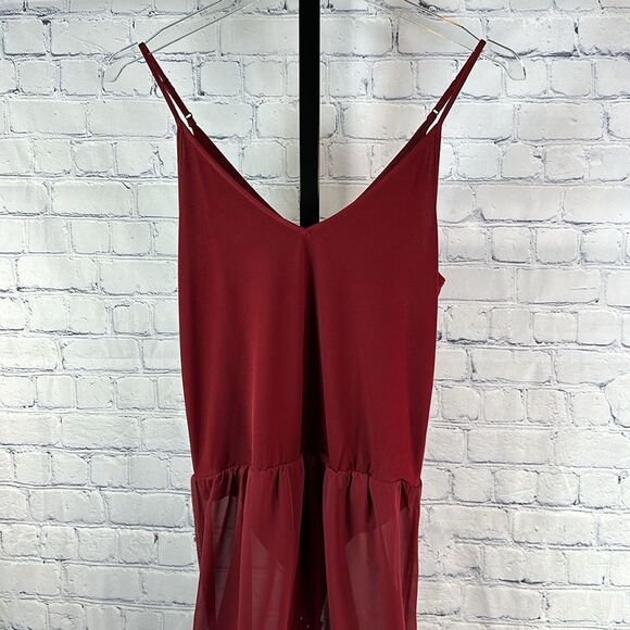 Express Burgundy Chiffon Bodysuit Size XS - Picture 6 of 7